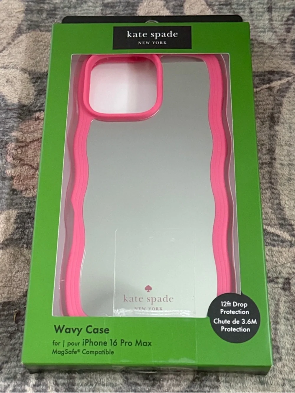 kate spade reflective case with Pink Wavy Trim for iPhone 16 Pro Max